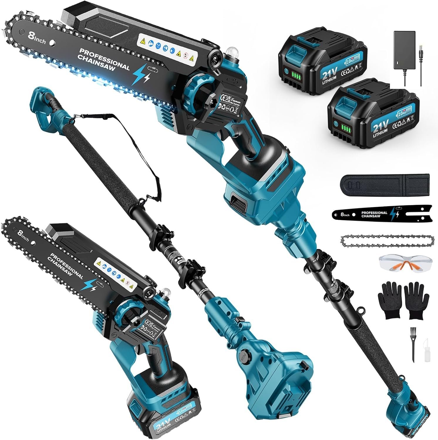TeleCut 2-in-1 cordless mini chainsaw with telescopic pole